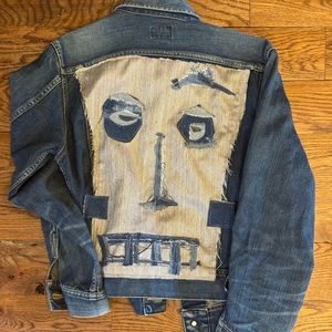 Abstract Textile Art Denim Jacket